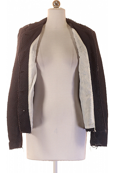 STRADIVARIUS Tweedové vojenské sako tmavě modré vypasované se stojáčkem zlaté knoflíky Velikost s | STRADIVARIUS | obrázek 4