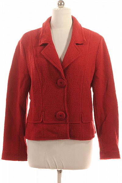 Paul Smith Červené Vlněné Sako Dámské Vypasované Dvouřadé Do Pasu Elegantní Podzimní Vel. 44