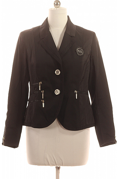 Černý Vypasovaný Blejzr Se Zipy A Nášivkou Moderní Ležérní Velikost 40