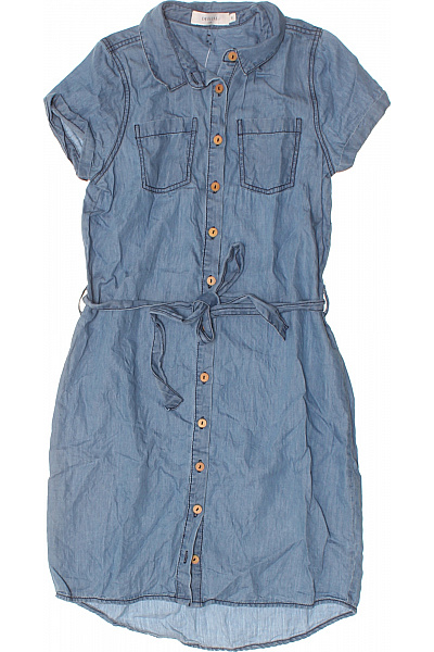 DEELUXE Women Dívčí Bavlněné Džínové Košilové šaty Krátký Rukáv Vel. 10
