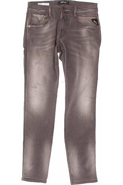 REPLAY Pánské Rovné Džíny Šedé Second Hand Vel. 30/32