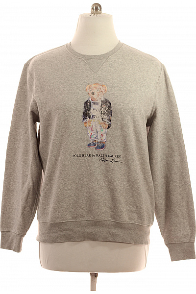 Pánská Bavlněná šedá Mikina Přes Hlavu S Potiskem Medvěda Velikost L