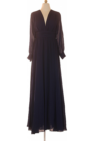 Kraimod Dámské Dlouhé šaty S Dlouhým Rukávem Společenské Večerní Modré šifonové Velikost M