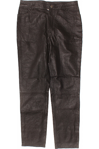 CIGNO NERO Dámské Kožené Rovné Kalhoty Tmavě Hnědé Ležérní S Kapsami Velikost 40