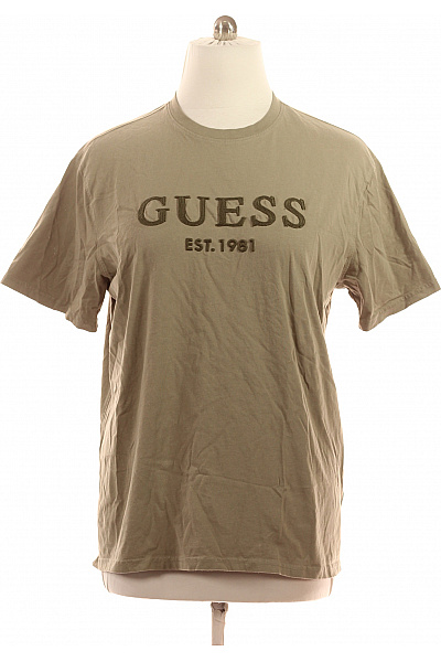 Guess Dámské Bavlněné Tričko Khaki S Krátkým Rukávem A Výšivkou Basic Velikost XXL