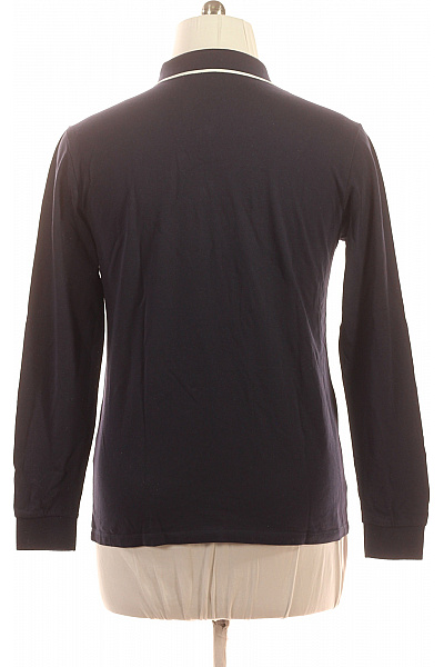 LAWRENCE GREY Pánské bavlněné tričko s dlouhým rukávem a límečkem tmavě modré jednobarevné basic Velikost L | LAWRENCE GREY | obrázek 3