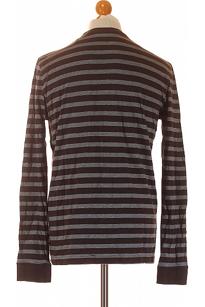 CERRUTI Pánské bavlněné triko dlouhý rukáv hnědé šedé pruhované s náprsní kapsou Velikost M | CERRUTI | obrázek 3