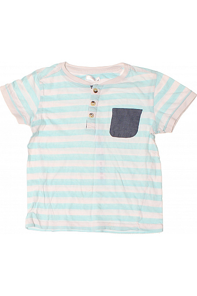 Dětské Chlapecké Tričko Pruhované Henley Krátký Rukáv Letní Vel. 110