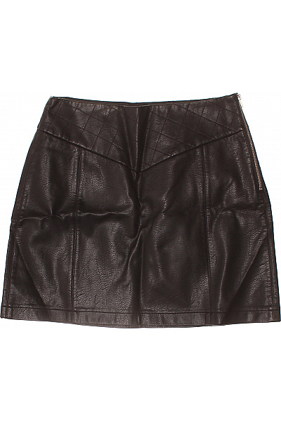 ZARA Dámská Hnědá Koženková Mini Sukně Prošívaná Sexy Zip Krátká Vel. S | ZARA | obrázek 2