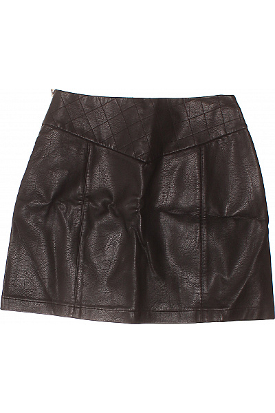 ZARA Dámská Hnědá Koženková Mini Sukně Prošívaná Sexy Zip Krátká Vel. S | ZARA | obrázek 3