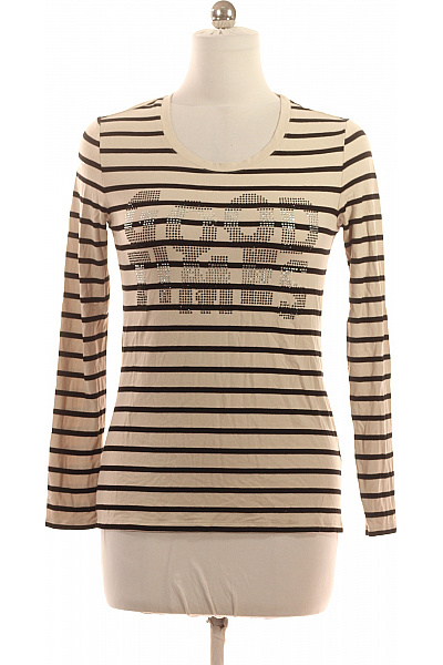 BETTY BARCLAY Dámské béžové černé pruhované tričko s dlouhým rukávem a flitrovým nápisem Velikost M | BETTY BARCLAY | obrázek 2