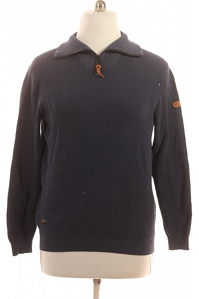 camel active Pánská bavlněná modrá mikina waffle bez kapuce se zipem u krku Velikost XL | camel active | obrázek 2