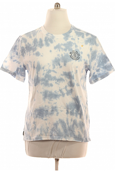 Element Pánské Tričko S Krátkým Rukávem Batikované Modrobílé S Kulatým Výstřihem Vel. M