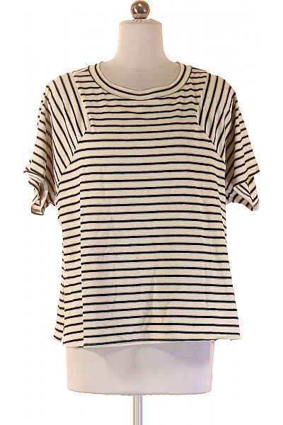 drumohr Dámské bavlněné tričko s krátkým rukávem černo-bílé pruhované raglánový střih Velikost xs | drumohr | obrázek 2