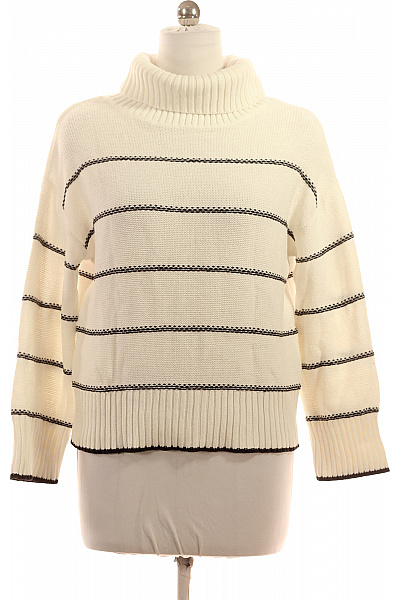 COMMA Dámský bavlněný rolák bílý pruhovaný žebrovaný volný crop Vel. 34 | COMMA | obrázek 2