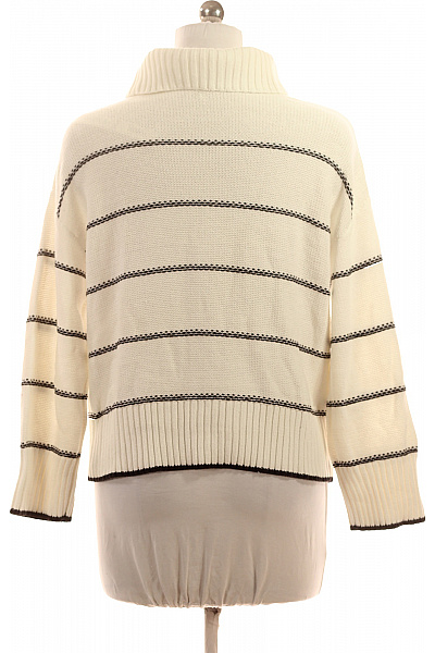 COMMA Dámský bavlněný rolák bílý pruhovaný žebrovaný volný crop Vel. 34 | COMMA | obrázek 3