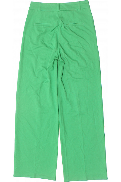 Dámské zelené rovné široké elegantní oblekové kalhoty s kapsami Vel. XS | Unimoda | obrázek 2