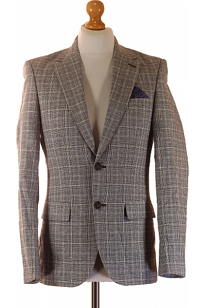 HARRY BROWN Lněné sako elegantní kostkované šedé vzorované moderní na běžné nošení Vel. 36 | HARRY BROWN | obrázek 2