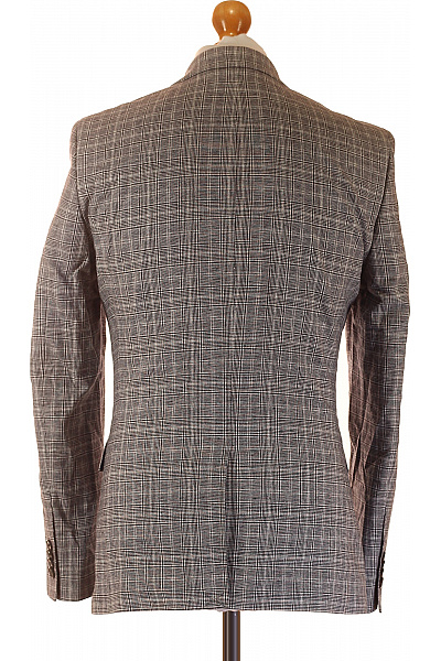 HARRY BROWN Lněné sako elegantní kostkované šedé vzorované moderní na běžné nošení Vel. 36 | HARRY BROWN | obrázek 3