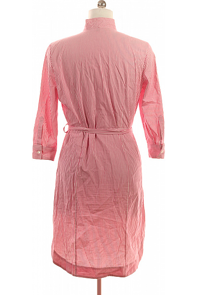 LAWRENCE GREY Bavlněné červené bílé proužkované košilové šaty s páskem ke kolenům Vel. 38 | LAWRENCE GREY | obrázek 2