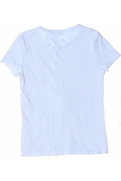 Canda Dívčí žebrované tričko krátký rukáv modré s květem Velikost 116 | Canda | obrázek 2
