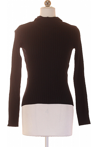 LOOKS BY WOLFGANG JOOP Dámské Viskózové černé žebrované Tričko S Dlouhým Rukávem A Rolákem Velikost S