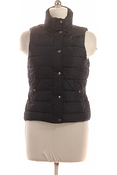 HM  Dámská Tmavě Modrá Prošívaná Zateplená Teplá Vesta Bez Rukávů Vel. 40