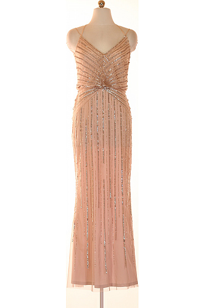 Vera Mont Dámské Dlouhé Společenské šaty Na Ramínka Růžové Třpytivé Velikost 36