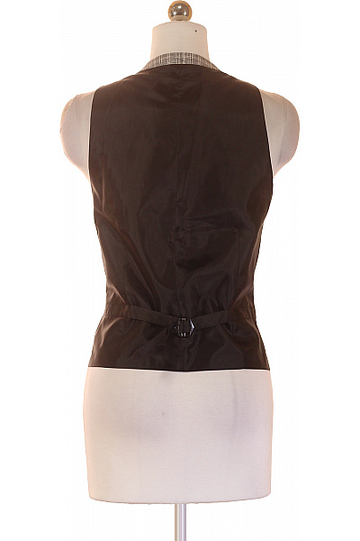 HARRY BROWN Společenská kostkovaná vesta bez rukávů z lnu Velikost 36 | HARRY BROWN | obrázek 2