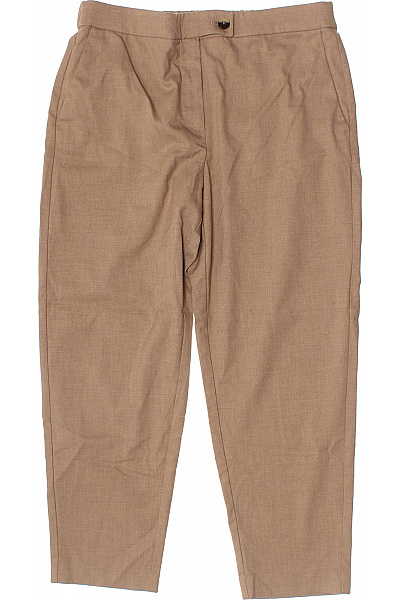 MANGO Dámské polyesterové volnočasové kalhoty béžové rovné elegantní s kapsami Vel. L | MANGO | obrázek 2