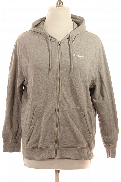Pepe Jeans Dámská Bavlněná šedá Mikina S Kapucí Na Zip Streetwear Velikost XXL
