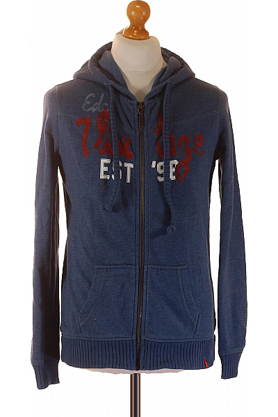 Esprit Pánská bavlněná polyesterová modrá mikina s kapucí a potiskem na zip Velikost L | Esprit | obrázek 2