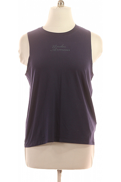UNDER ARMOUR Dámské Bavlněné Tílko Tmavě Fialové Sportovní Jednobarevné Basic S Nápisem Velikost L