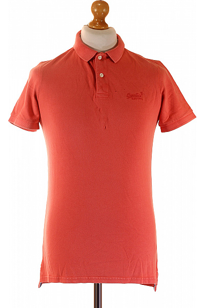SUPERDRY Pánské Bavlněné Oranžové Polo Tričko S Krátkým Rukávem A Výšivkou Vel. S