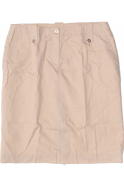 MADELEINE Dámská bavlněná pouzdrová sukně ke kolenům béžová jednobarevná business Vel. DE 21 | MADELEINE | obrázek 2