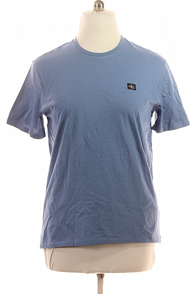 Calvin Klein Pánské Modré Tričko S Krátkým Rukávem A Kulatým Výstřihem Basic Vel. L