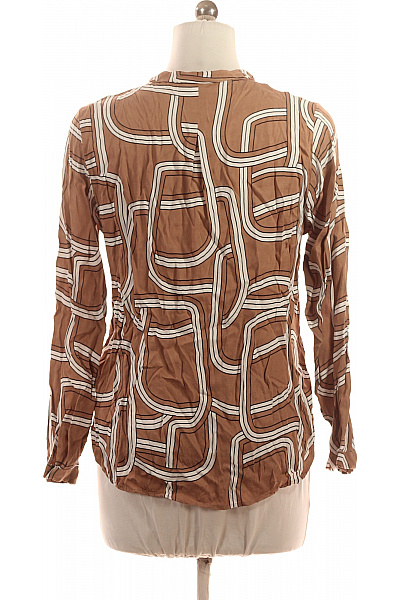 ETERNA Dámská viskózová halenka hnědá retro vzorovaná s dlouhým rukávem Vel. 40 | ETERNA | obrázek 3