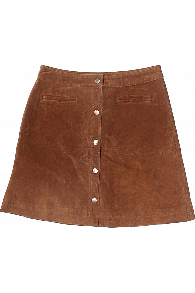 ONLY Hnědá kožená áčková minisukně s knoflíky a kapsami Vel. 38 | ONLY | obrázek 2