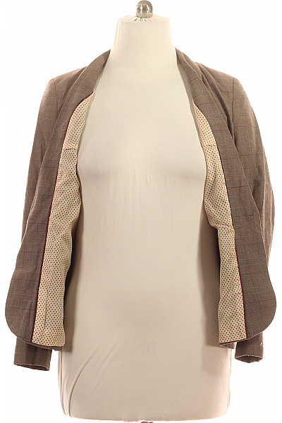 Next Hnědé polyesterové sako dámské kostkované vypasované business podzimní Velikost 16 | Next | obrázek 4