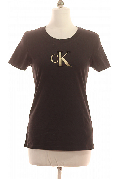 Calvin Klein Dámské Tričko S Krátkým Rukávem A Potiskem Bavlněné černé Velikost XL