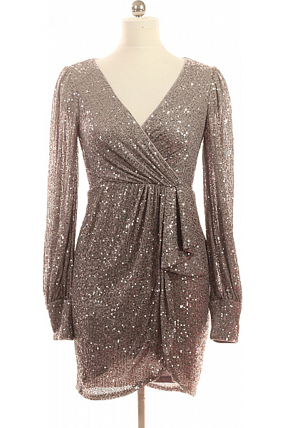 AngelEye Dámské šaty S Dlouhým Rukávem Třpytivé Společenské Vel. M