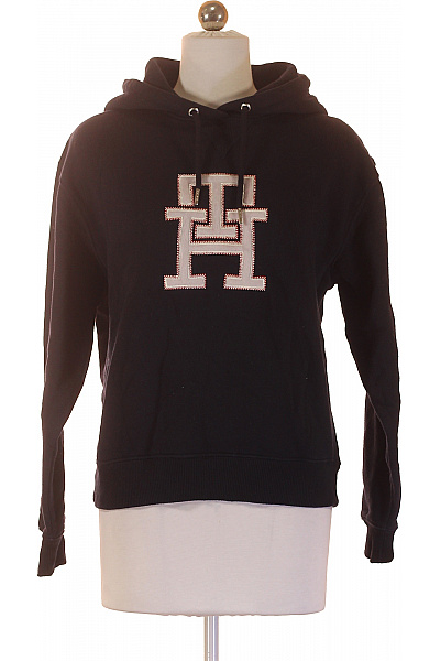 TOMMY HILFIGER Bavlněná černá Mikina S Kapucí A Výšivkou Streetwear Velikost S