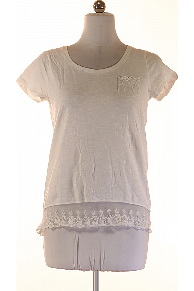 Gina Bílá Dámská Halenka S Krátkým Rukávem A Krajkou Velikost 38