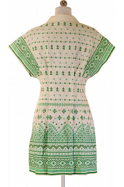 Maje Dámské šaty krátké propínací zelené vyšívané lněné retro denní Velikost 36 | Maje | obrázek 2