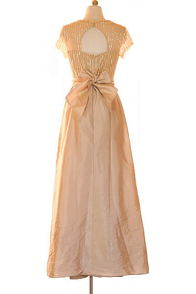 Vera Mont společenské šaty s krátkým rukávem a páskem dlouhé béžové třpytivé Velikost 36 | Vera Mont | obrázek 2