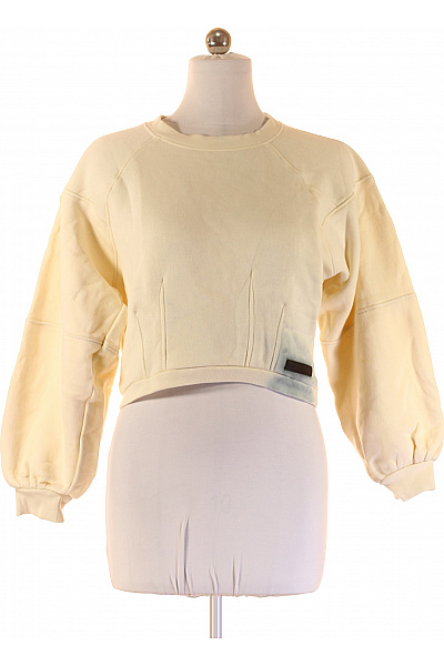 John Richmond Dámská Bavlněná Crop Mikina žlutá Jednobarevná Streetwear Velikost L