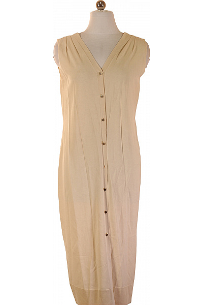 S.OLIVER Dlouhá Béžová Vesta Bez Rukávů Elegantní Viskózová Vel. S