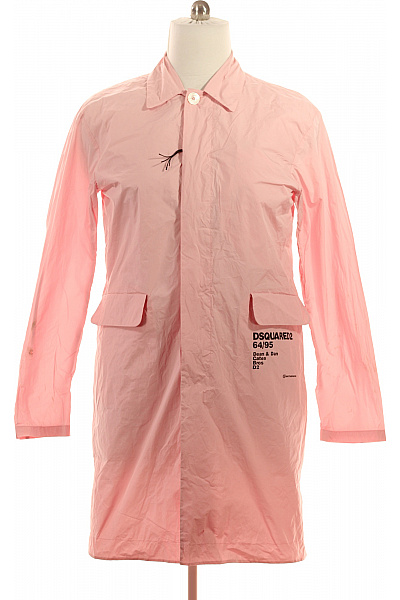 Dsquared2 Růžový Dlouhý Trenčkot Moderní Nepromokavý Stylový Velikost 48
