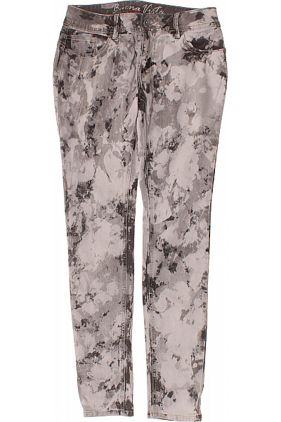 Buena Vista Dámské Bavlněné Džíny šedé Květované Strečové Skinny Velikost S