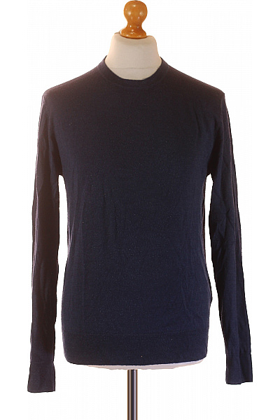 HACKETT Pánský Vlněný Tmavě Modrý Pulovr Basic Dlouhý Rukáv Vel. M